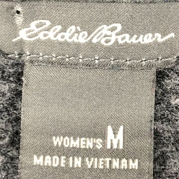 Eddie Bauer Heathered Charcoal/Dark grey Camp Fleece Wrap Cardigan Sweater M - Picture 5 of 16